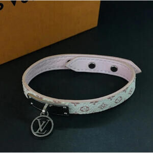 AUTHENTIC Louis Vuitton Logomania Bracelet White and Pink 6.3 inches LV Logo Box